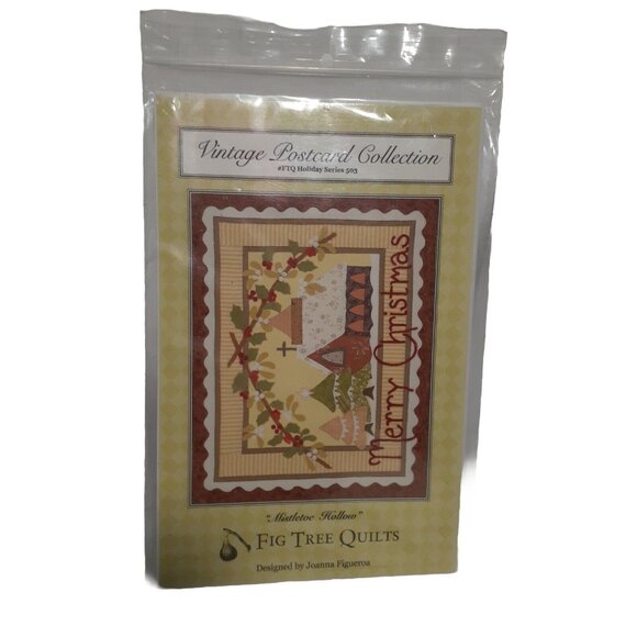 Fig Tree Quilt Pattern Vintage Postcard Mistletoe Hollow 22 x 28 Wall-hanging - Picture 1 of 5